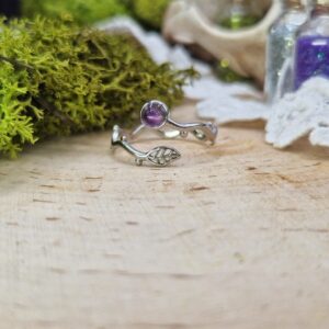 Alternative view of Bague de la Sylve Veilleuse - Améthyste et acier inoxydable doré ou argenté