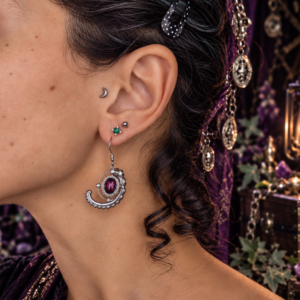 Boucles d'oreille "Trésor du Kraken de la Baie de Morts & Fiers" - Grenat et acier inoxydable doré ou argenté