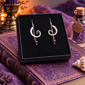 Boucles d'oreille "Le Kraken de la Baie de Morts & Fiers" - Grenat et acier inoxydable doré ou argenté