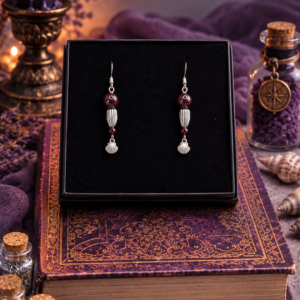 Alternative view of Boucles d'oreille "Coquillages de la Baie de Morts & Fiers" - Grenat et acier inoxydable