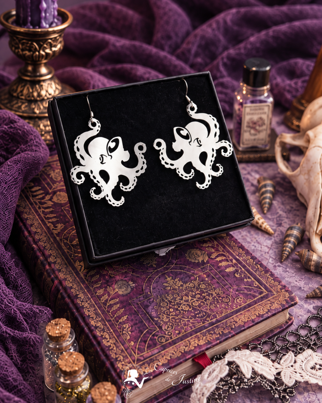 Boucles d'oreille "Le Kraken de la Baie de Morts & Fiers" - Acier inoxydable