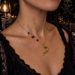 Collier "Tentacule de Kraken de la Baie de Morts & Fiers" - Grenat et acier inoxydable doré ou argenté – Image 4