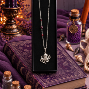Collier "Mini Kraken de la Baie de Morts & Fiers" - Grenat et acier inoxydable doré ou argenté – Image 3