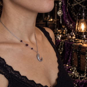 Collier "Petit tentacule de la Baie de Morts & Fiers" - Grenat et acier inoxydable doré ou argenté